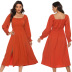 Square Neckline Split Long-Sleeved Dress NSJR42740