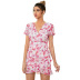 pink print ruffled short-sleeved dress NSWX42786