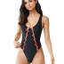 solid color cross stitching one-piece swimsuit  NSHL42872