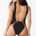 solid color cross stitching one-piece swimsuit  NSHL42872