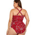 Plus size high waist printing split swimsuit NSHL42878