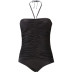 solid color pleated halter one-piece swimsuit  NSHL42892