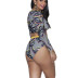 printing long-sleeved high-waist split bikini NSHL42900