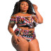 Plus size printed strapped bikini  NSHL42905