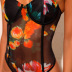 Mesh Printed Temperament Slim Sling Bodysuit NSWY42910