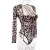 Fashion Sexy Slim Leopard Print Long Sleeve Gathering T-shirt NSWY42937