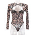 Fashion Sexy Slim Leopard Print Long Sleeve Gathering T-shirt NSWY42937