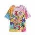cartoon printing tie-dye round neck T-shirt NSAM42965