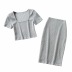 square neck short-sleeved T-shirt sexy long skirt suit NSHS43102