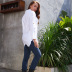 solid color long-sleeved top NSSE43115