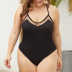 plus size mesh stitching color matching one-piece swimsuit  NSHL43127