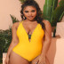 plus size solid color open back cross straps one-piece swimsuit  NSHL43129