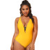 plus size solid color open back cross straps one-piece swimsuit  NSHL43129