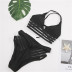 mesh stitching high waist split swimsuit  NSHL43136