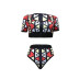 printed zipper high waist split swimsuit NSHL43139
