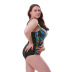 print color matching large size one-piece swimsuit  NSHL43151