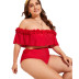 plus size off-shoulder high-waist split swimsuit  NSHL43152