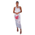 pure color net yarn sleeveless long dress NSHLJ43263