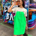 falda de tirantes sueltos de gran tamaño de color fluorescente NSXE38608