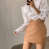 high waist elastic leather skirt NSXE38667