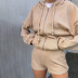 sports hooded loose top sports shorts corduroy suit  NSXE38687