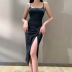 moda nueva sexy falda de tirantes ajustada de hendidura alta NSXE38713