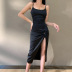 moda nueva sexy falda de tirantes ajustada de hendidura alta NSXE38713