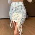 casual floral print drawstring waist skirt  NSXE38721