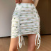 casual floral print drawstring waist skirt  NSXE38721
