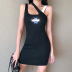 new fashion reflective butterfly print sling dress  NSXE38738