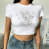 print navel fashion all-match slim T-shirt NSXE38750