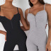 zipper B-neck tight-fitting solid color comfortable jumpsuit  NSXE38778
