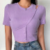 fashion solid color buttons short T-shirt  NSXE38795
