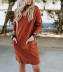 round neck long sleeve loose solid color dress NSCZ38812