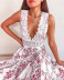 new  printed sleeveless V-neck lace stitching dress  NSCZ38821