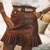 PU leather solid color belt pleated skirt NSGE38880