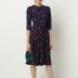 casual cherry print long-sleeved chiffon dress NSGE38891