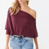 casual solid color strapless T-shirt NSGE38896