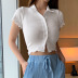 fashion solid color short-sleeved cardigan  NSLQ43282