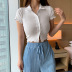 fashion solid color short-sleeved cardigan  NSLQ43282
