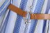 belt striped long-sleeved shirt dress  NSAM43287