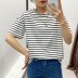 round neck loose striped short-sleeved T-shirt NSAM43289