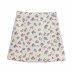 printed linen short top split skirt suit NSAM43290