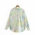 Tie-dye lapel long sleeve satin breasted blouse NSAM43291
