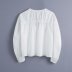 pleated long-sleeve loose short shirt  NSAM43292