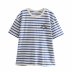 round neck striped short sleeve T-shirt NSAM43293