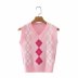 Pink Grid Knitted Sleeveless Vest NSAM43351