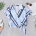 all-match knotted decoration striped shirt  NSAM43358