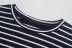 black and white striped loose round neck T-shirt  NSAM43377