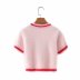 Cherry Pink Short-Sleeved Knitted Sweater NSAM43384